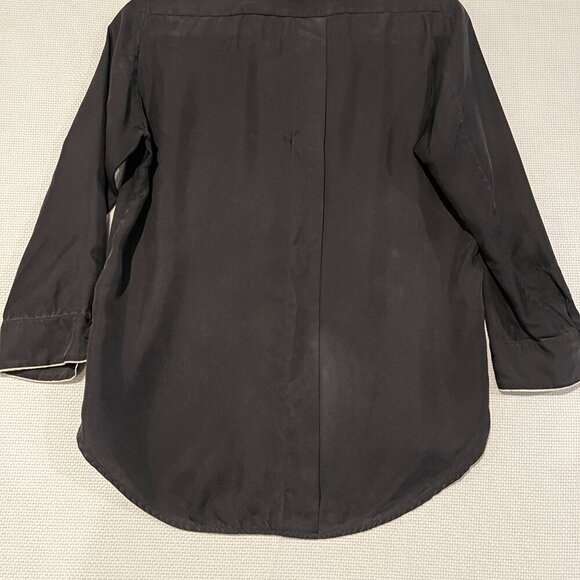 Sandro Paris silk Luxury Pajama Style Shirt Top Button‎ Up Black Medium (READ) - Picture 6 of 9